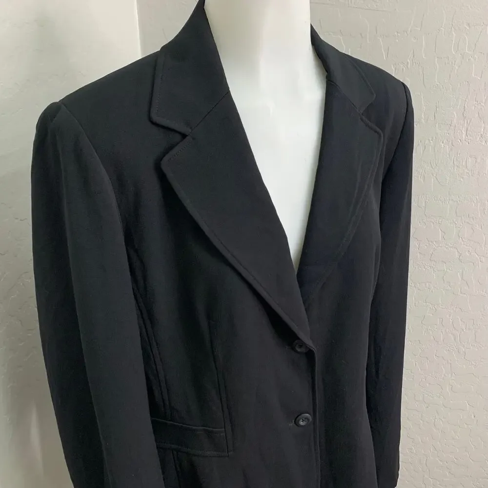 Apt 9 Womens 14 Stretch Black Blazer Button Front Basic Jacket Suit Work Coat